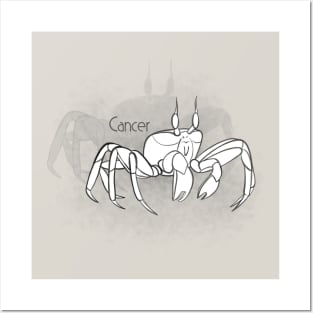 Zodiac sign Cancer - Black and white lineart Posters and Art